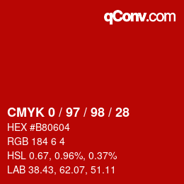 Color code: CMYK 0 / 97 / 98 / 28 | qconv.com