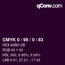 Color code: CMYK 0 / 98 / 0 / 83 | qconv.com