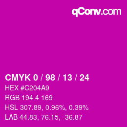 Color code: CMYK 0 / 98 / 13 / 24 | qconv.com