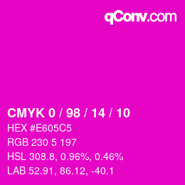 カラーコード: CMYK 0 / 98 / 14 / 10 | qconv.com