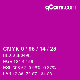Farbcode: CMYK 0 / 98 / 14 / 28 | qconv.com