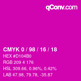 Color code: CMYK 0 / 98 / 16 / 18 | qconv.com