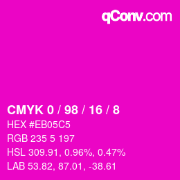 颜色代码: CMYK 0 / 98 / 16 / 8 | qconv.com