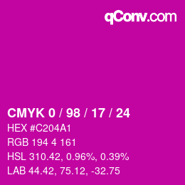 カラーコード: CMYK 0 / 98 / 17 / 24 | qconv.com