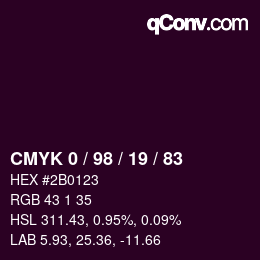 Color code: CMYK 0 / 98 / 19 / 83 | qconv.com