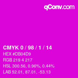 カラーコード: CMYK 0 / 98 / 1 / 14 | qconv.com