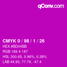 Color code: CMYK 0 / 98 / 1 / 26 | qconv.com