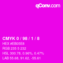 Farbcode: CMYK 0 / 98 / 1 / 8 | qconv.com