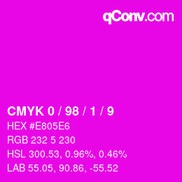 颜色代码: CMYK 0 / 98 / 1 / 9 | qconv.com