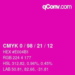 颜色代码: CMYK 0 / 98 / 21 / 12 | qconv.com