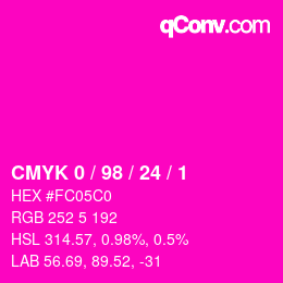 カラーコード: CMYK 0 / 98 / 24 / 1 | qconv.com