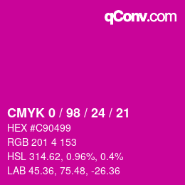 カラーコード: CMYK 0 / 98 / 24 / 21 | qconv.com