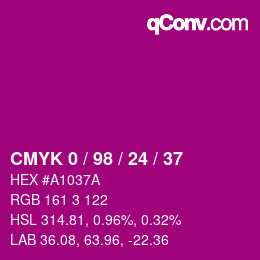 カラーコード: CMYK 0 / 98 / 24 / 37 | qconv.com