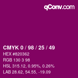 カラーコード: CMYK 0 / 98 / 25 / 49 | qconv.com