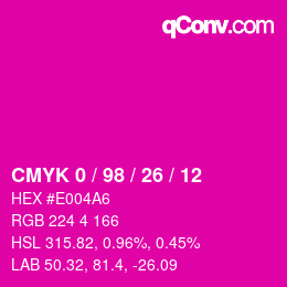 カラーコード: CMYK 0 / 98 / 26 / 12 | qconv.com