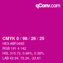 カラーコード: CMYK 0 / 98 / 26 / 25 | qconv.com