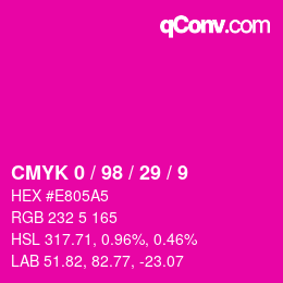 カラーコード: CMYK 0 / 98 / 29 / 9 | qconv.com