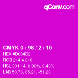 カラーコード: CMYK 0 / 98 / 2 / 16 | qconv.com