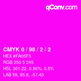 颜色代码: CMYK 0 / 98 / 2 / 2 | qconv.com