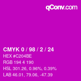 Color code: CMYK 0 / 98 / 2 / 24 | qconv.com