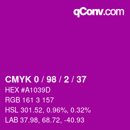 カラーコード: CMYK 0 / 98 / 2 / 37 | qconv.com