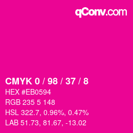 カラーコード: CMYK 0 / 98 / 37 / 8 | qconv.com