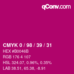 Color code: CMYK 0 / 98 / 39 / 31 | qconv.com