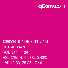 颜色代码: CMYK 0 / 98 / 41 / 16 | qconv.com