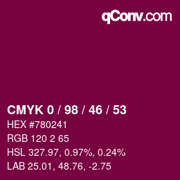 Color code: CMYK 0 / 98 / 46 / 53 | qconv.com