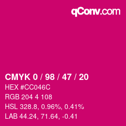 Color code: CMYK 0 / 98 / 47 / 20 | qconv.com