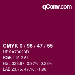 Color code: CMYK 0 / 98 / 47 / 55 | qconv.com
