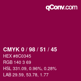 Color code: CMYK 0 / 98 / 51 / 45 | qconv.com