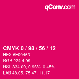 Color code: CMYK 0 / 98 / 56 / 12 | qconv.com