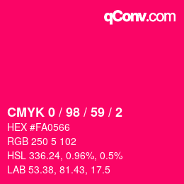 Color code: CMYK 0 / 98 / 59 / 2 | qconv.com