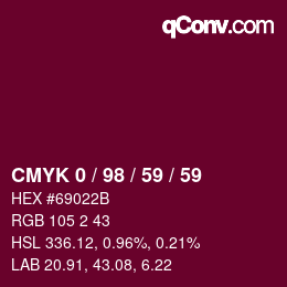 Color code: CMYK 0 / 98 / 59 / 59 | qconv.com