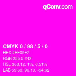 Color code: CMYK 0 / 98 / 5 / 0 | qconv.com