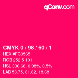カラーコード: CMYK 0 / 98 / 60 / 1 | qconv.com