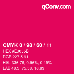カラーコード: CMYK 0 / 98 / 60 / 11 | qconv.com
