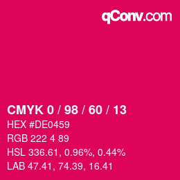 Color code: CMYK 0 / 98 / 60 / 13 | qconv.com