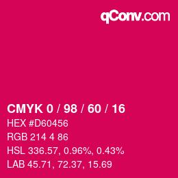 Color code: CMYK 0 / 98 / 60 / 16 | qconv.com