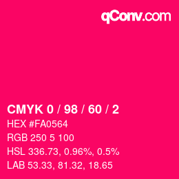 颜色代码: CMYK 0 / 98 / 60 / 2 | qconv.com
