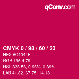 颜色代码: CMYK 0 / 98 / 60 / 23 | qconv.com
