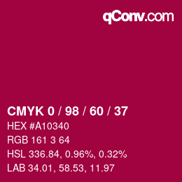 颜色代码: CMYK 0 / 98 / 60 / 37 | qconv.com
