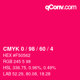 Color code: CMYK 0 / 98 / 60 / 4 | qconv.com