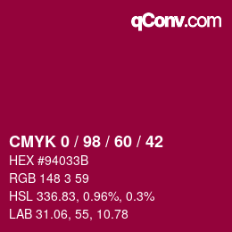 Código de color: CMYK 0 / 98 / 60 / 42 | qconv.com