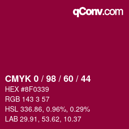 颜色代码: CMYK 0 / 98 / 60 / 44 | qconv.com