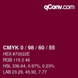 Color code: CMYK 0 / 98 / 60 / 55 | qconv.com