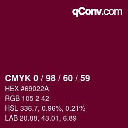 颜色代码: CMYK 0 / 98 / 60 / 59 | qconv.com