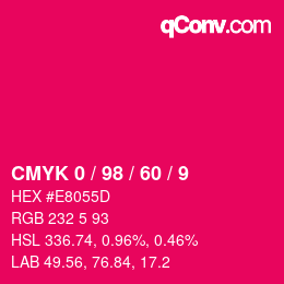 カラーコード: CMYK 0 / 98 / 60 / 9 | qconv.com