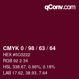Color code: CMYK 0 / 98 / 63 / 64 | qconv.com